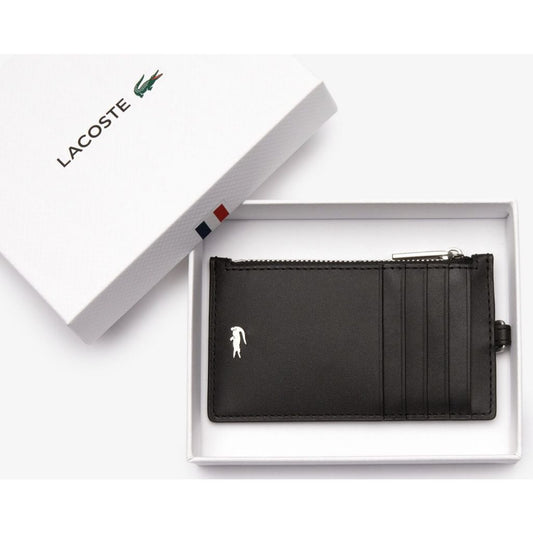 ORIG & IMPORTED LCT Men's Fitzgerald Leather Lanyard Zippered Card Holder Black Wallet