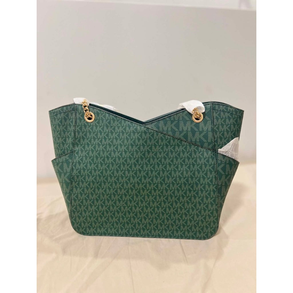 ORIG & IMPORTED MK Jet Set Large Logo Shoulder Green Bag