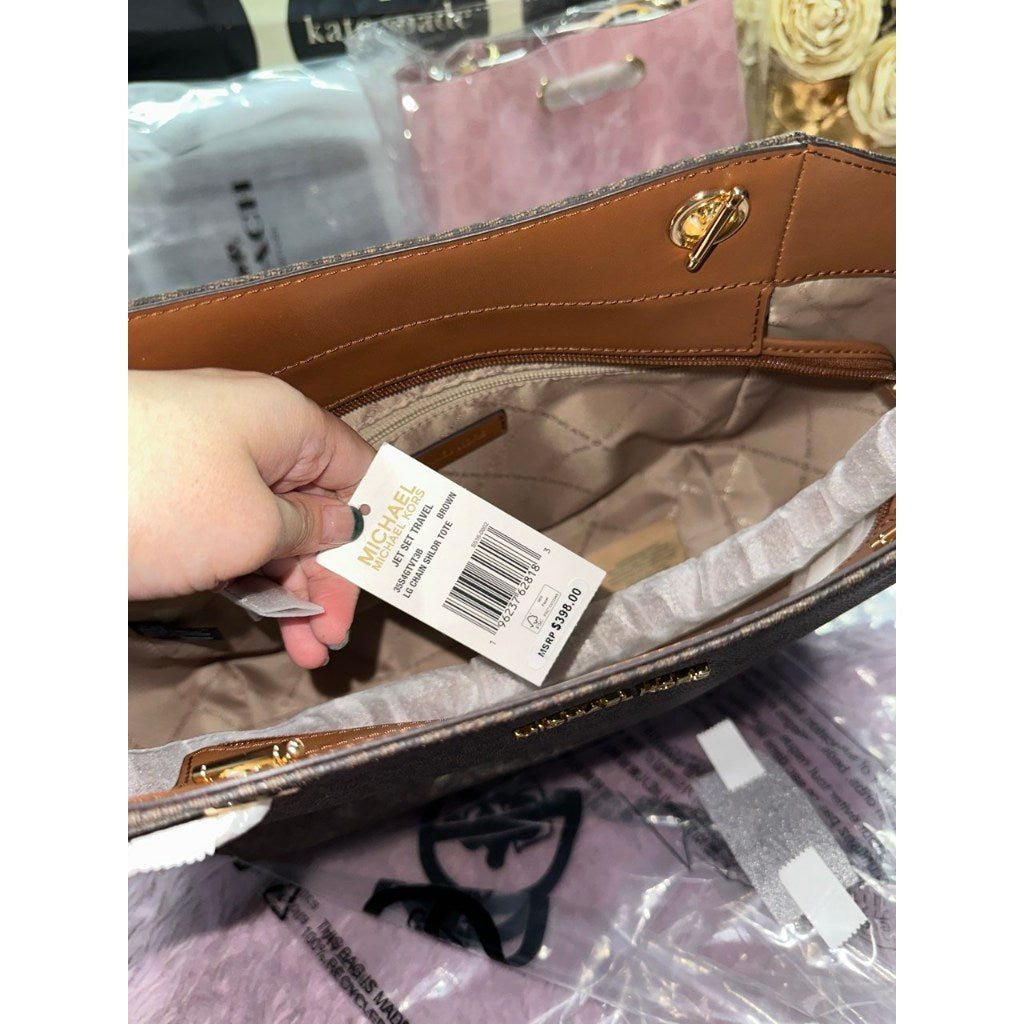 ORIG & IMPORTED MK Jet Set Travel Large Chain Shoulder Tote Bag Brown