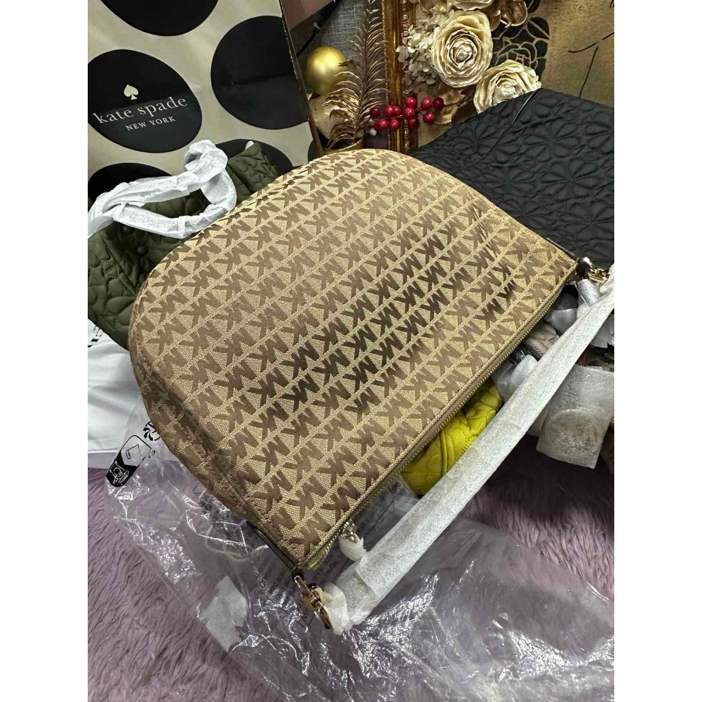 ORIG & IMPORTED MK Jet Set Bedford Hobo Shoulder Brown Bag Jacquard Canvas