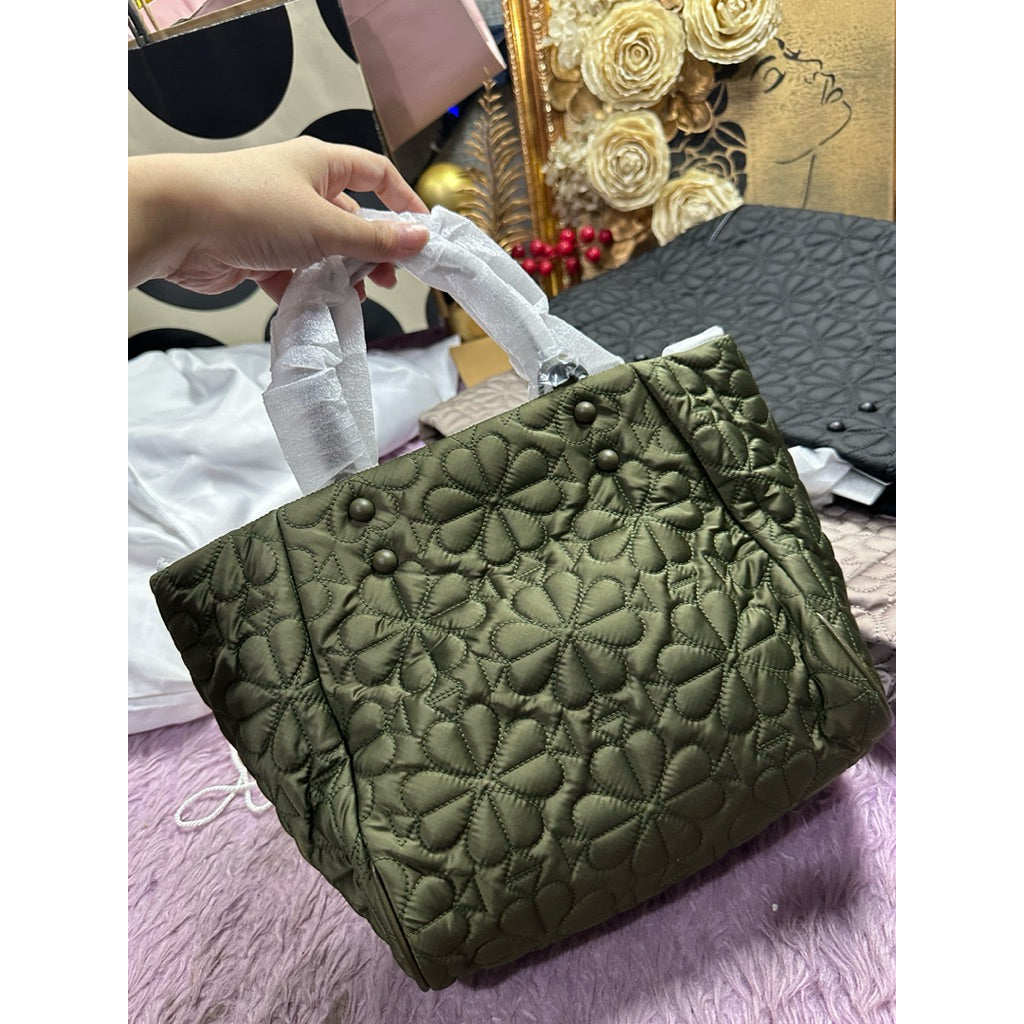 ORIG & IMPORTED KS Retail Tilly Quilted Small Tote Nylon Purple/Black/Pink/Brown/Green Bag