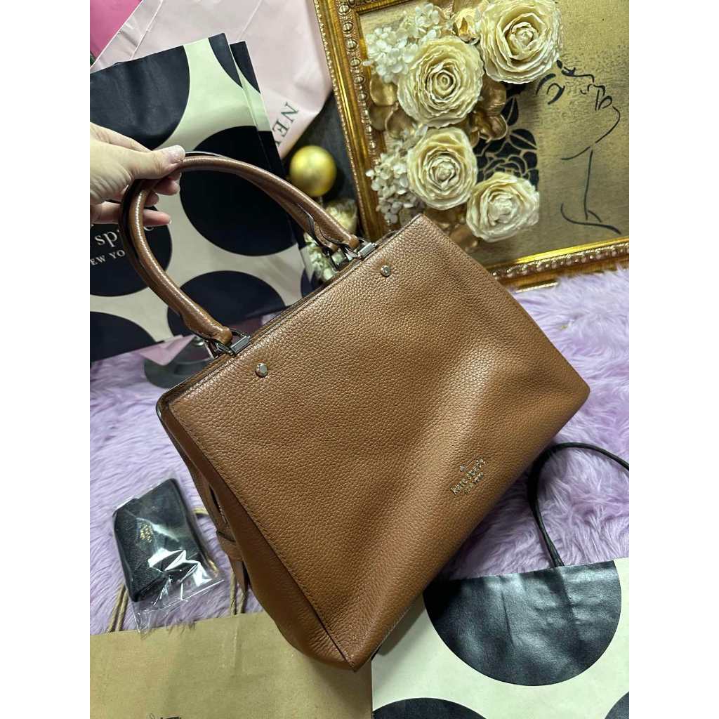 ORIG Preloved KS Leila Triple Compartment Satchel Crossbody Brown Bag