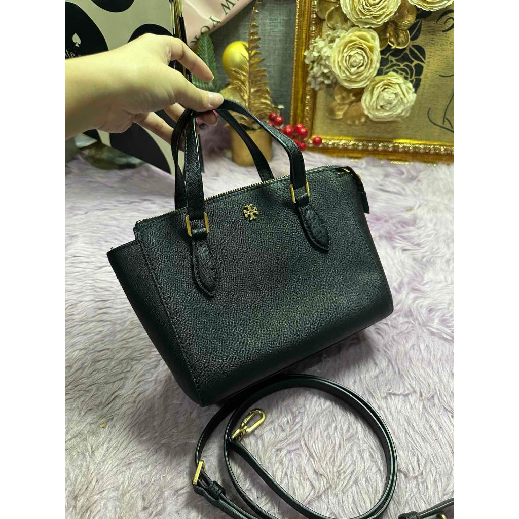 ORIG Preloved TB Emerson Mini Top Zip Tote Black Bag