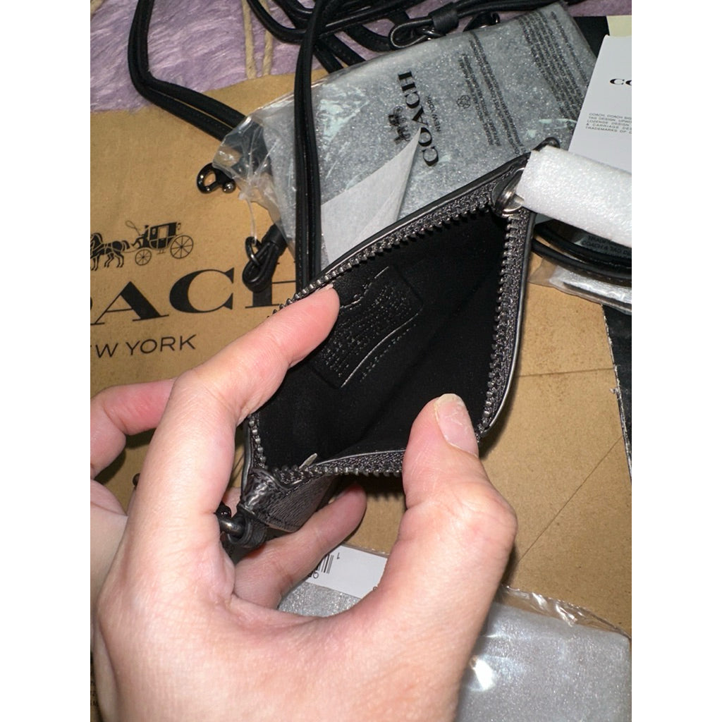 ORIG & IMPORTED CCH Zip Lanyard Card Case Black Wallet For Men / Unisex