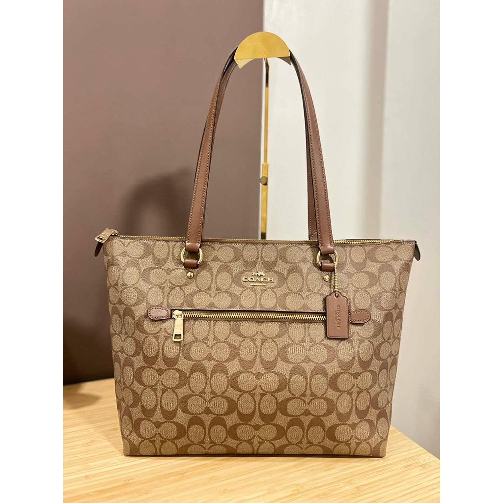ORIG Preloved CCH Gallery Tote Signature Canvas Big Khaki Bag