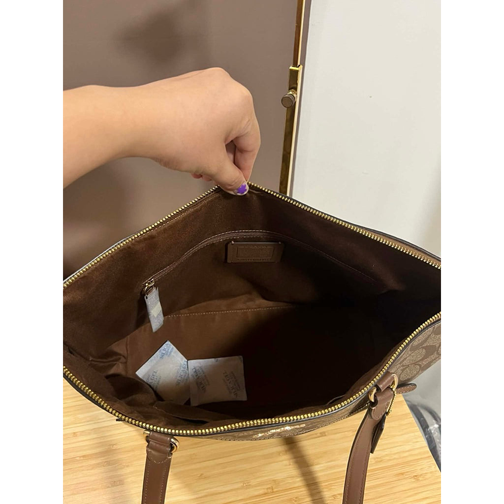 ORIG Preloved CCH Gallery Tote Signature Canvas Big Khaki Bag