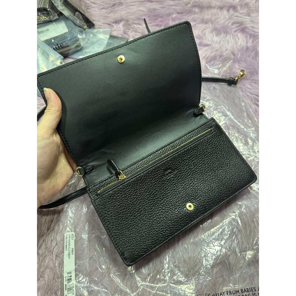 ORIG Preloved CCH Anna Foldover Clutch Crossbody Slim Black Bag