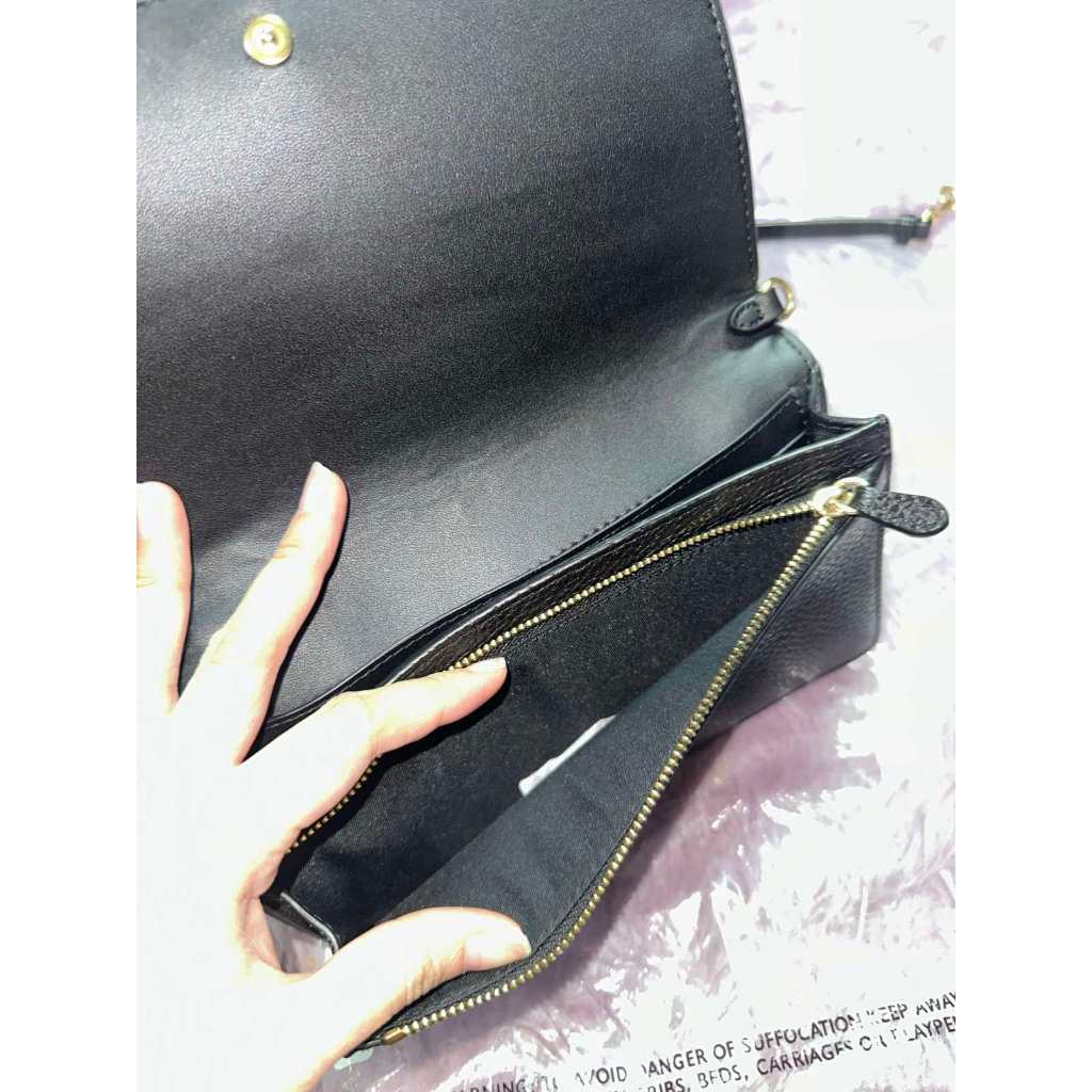 ORIG Preloved CCH Anna Foldover Clutch Crossbody Slim Black Bag