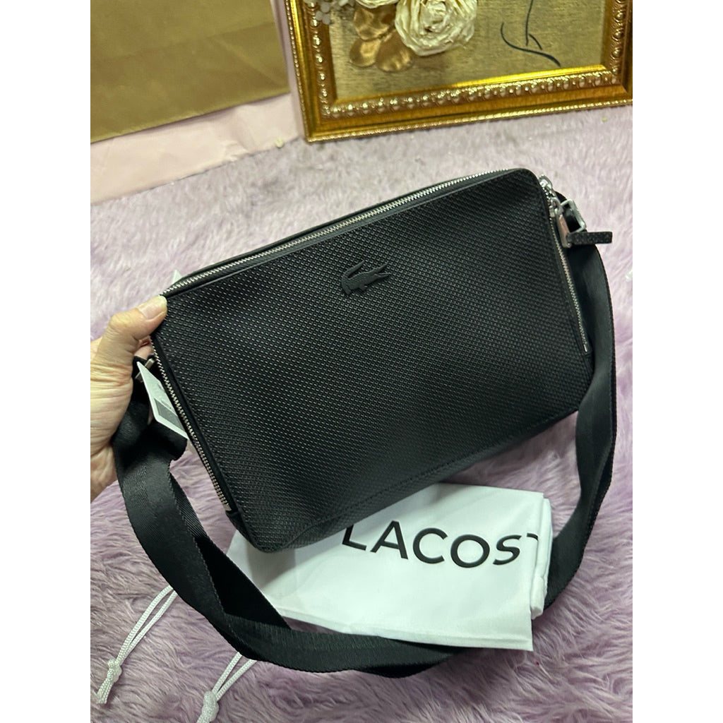 ORIG & IMPORTED LCT Unisex Small Chantaco Leather Reporter Bag Black