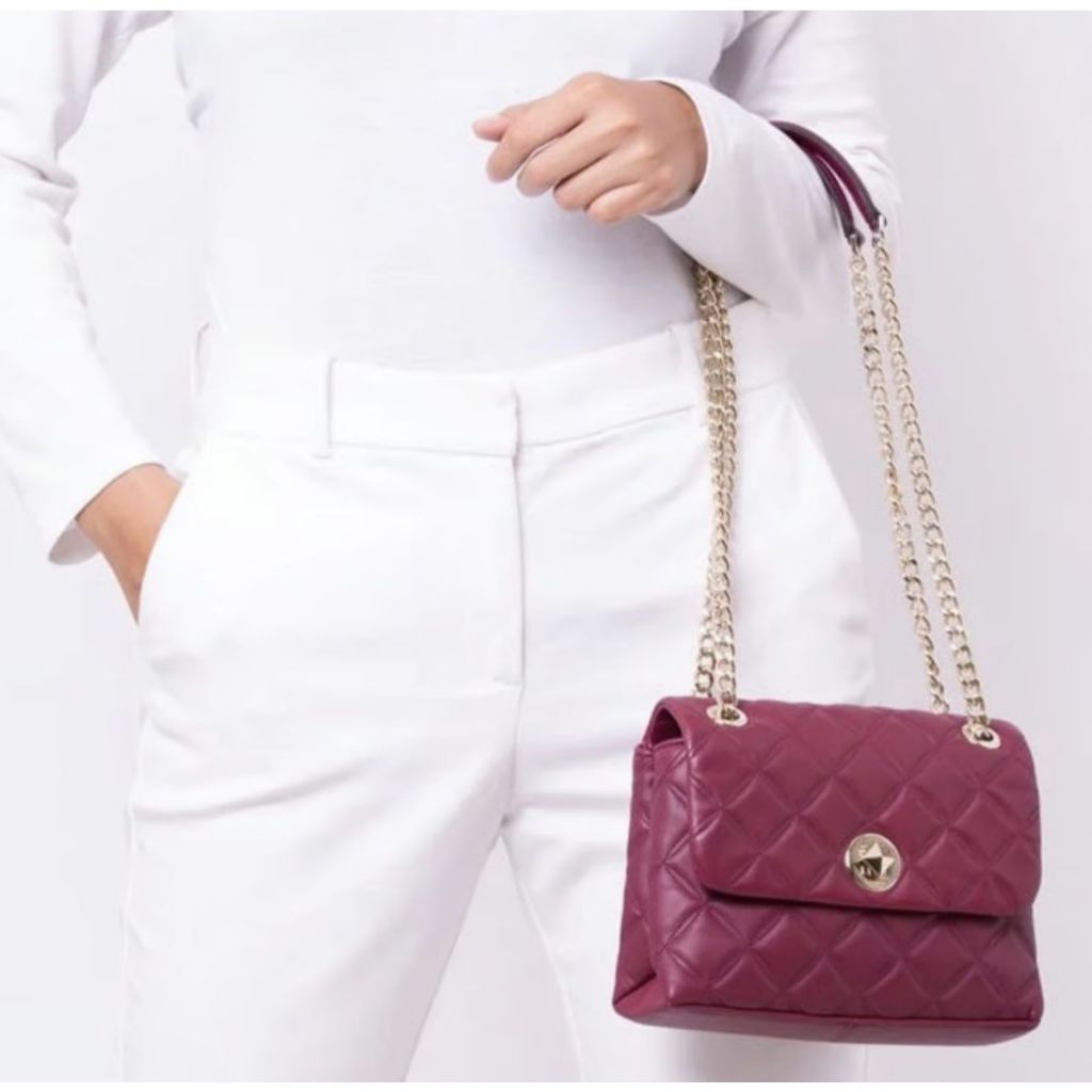 ORIG Preloved KS Natalia Small Flap Crossbody Maroon Red Bag