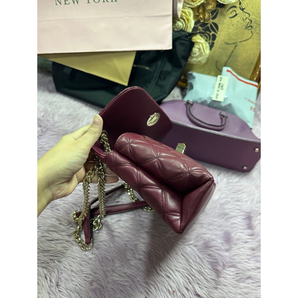 ORIG Preloved KS Natalia Small Flap Crossbody Maroon Red Bag