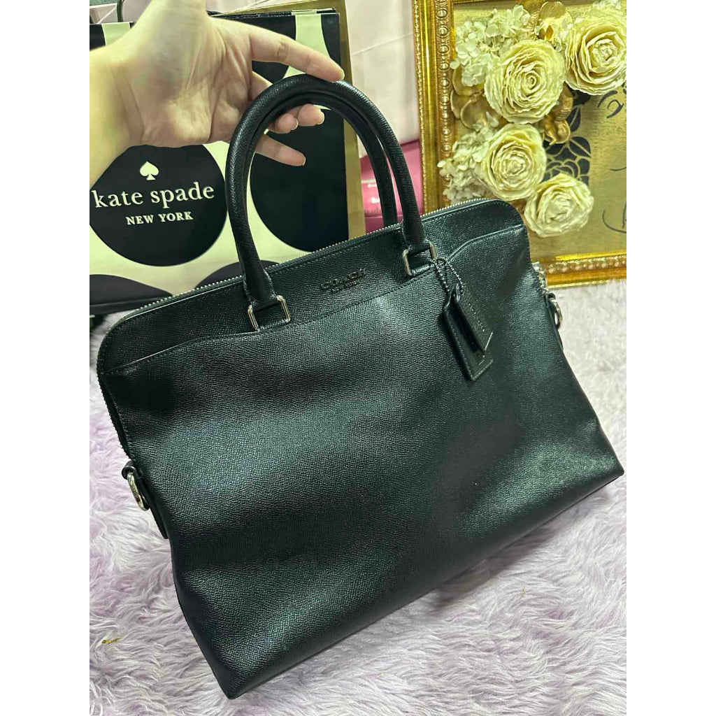 ORIG Preloved CCH Black Beckett Leather Brief Case Laptop Men Bag
