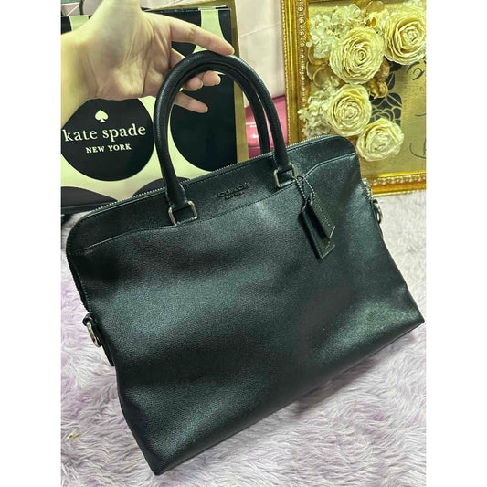 ORIG Preloved CCH Black Beckett Leather Brief Case Laptop Men Bag