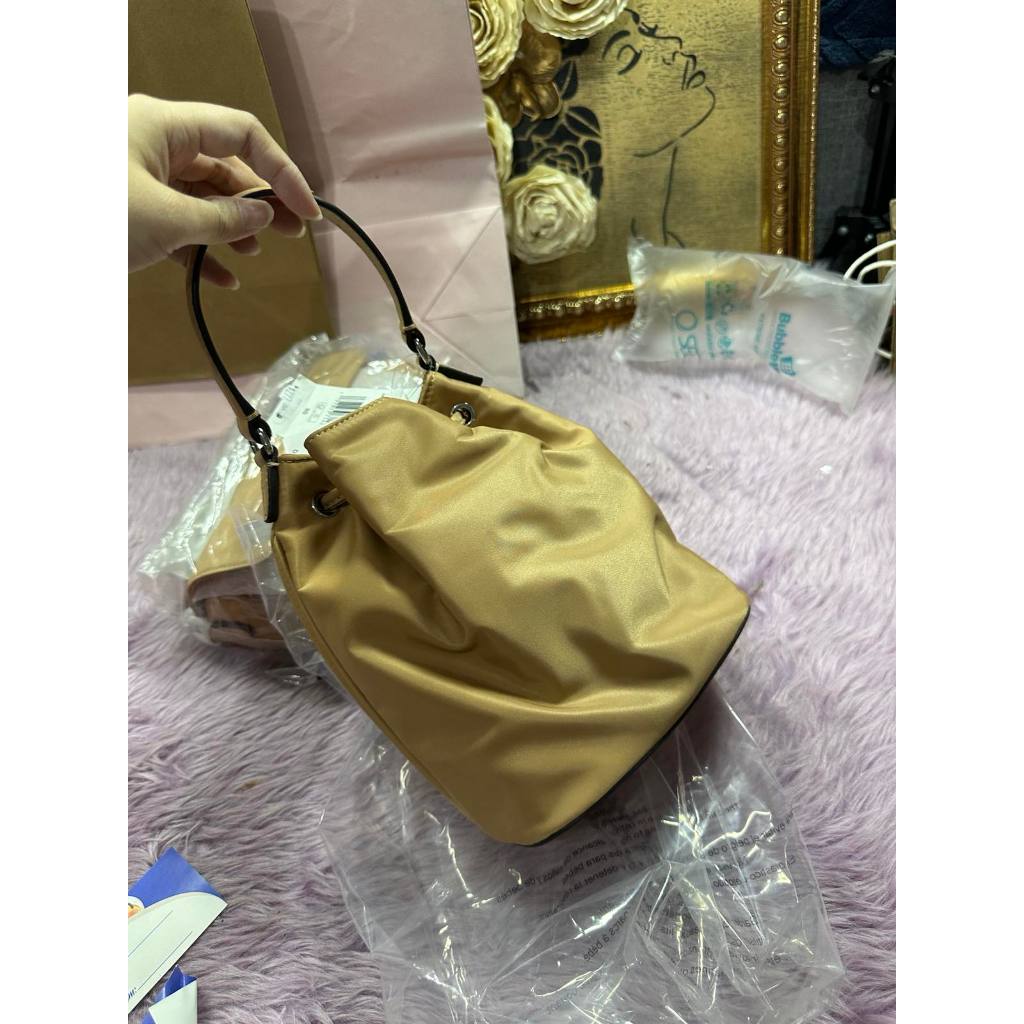 ORIG & IMPORTED MK Khai Small Nylon Bucket Bag Peanut Brown