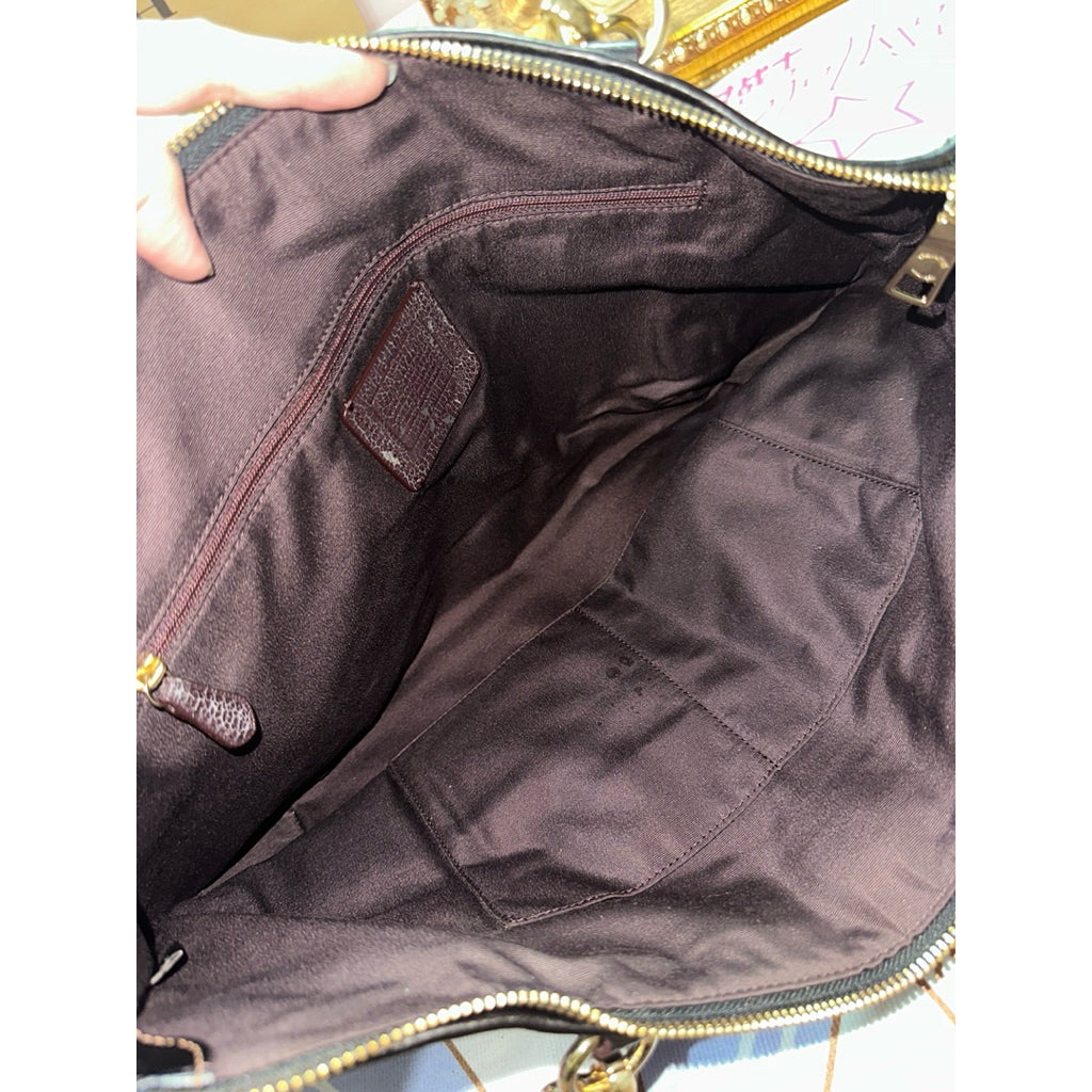 ORIG Preloved Coach Ava Tote Black Bag in Legacy Jacquard