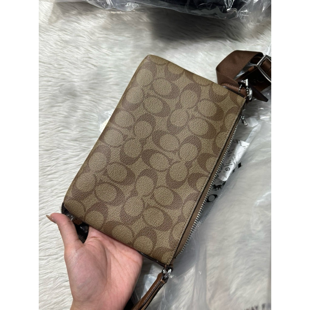 AUTHENTIC/ORIGINAL CCH Pace Slim Crossbody Bag In Signature Canvas Khaki Brown