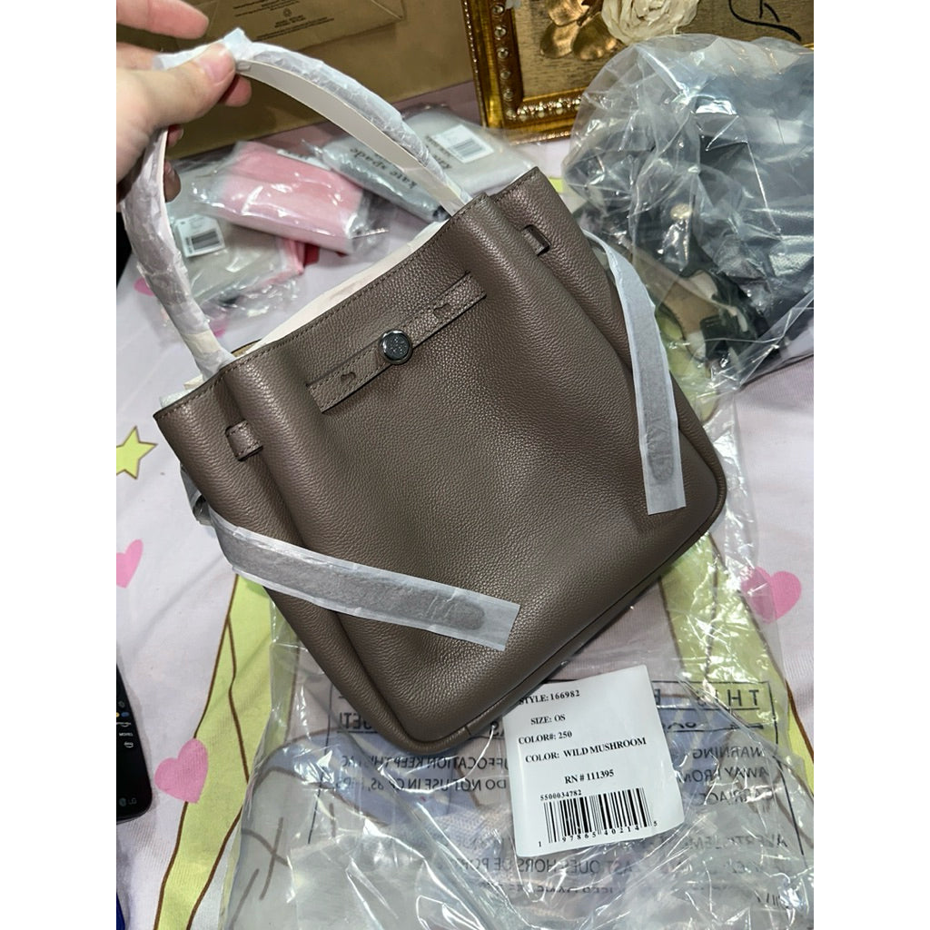ORIG & IMPORTED TB Small Romy Top Handle Bucket Bag WILD MUSHROOM BROWN