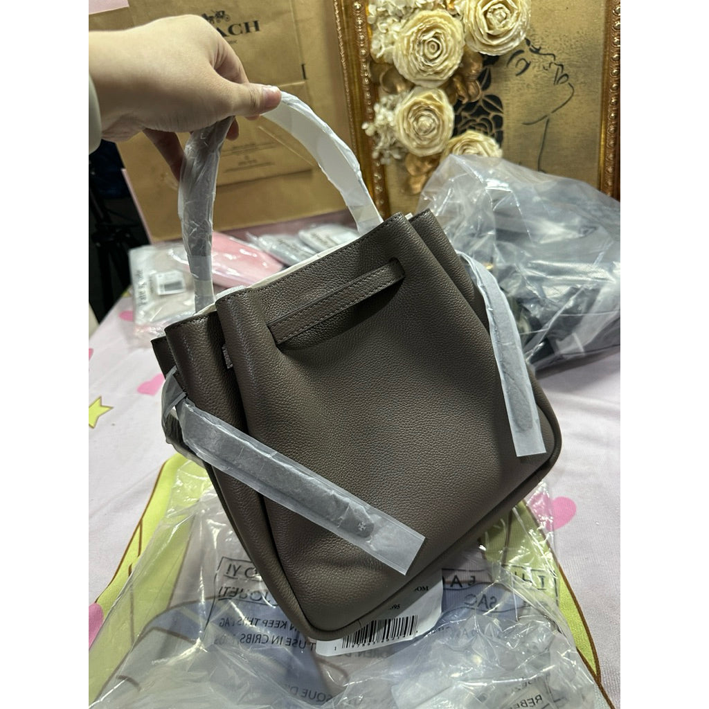 ORIG & IMPORTED TB Small Romy Top Handle Bucket Bag WILD MUSHROOM BROWN