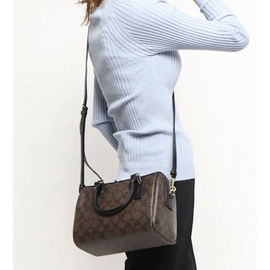 ORIG Preloved WITH FLAW CCH Mini Bennett Satchel Signature Brown Black Bag