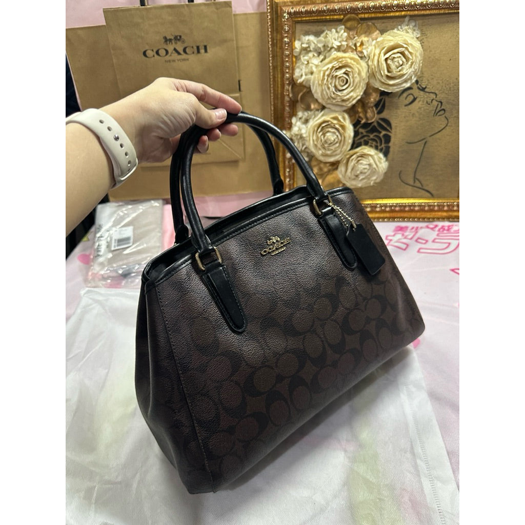 ORIG Preloved RARE CCH Margot Carryall Signature Brown Black Satchel Bag