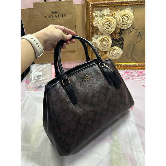 ORIG Preloved RARE CCH Margot Carryall Signature Brown Black Satchel Bag