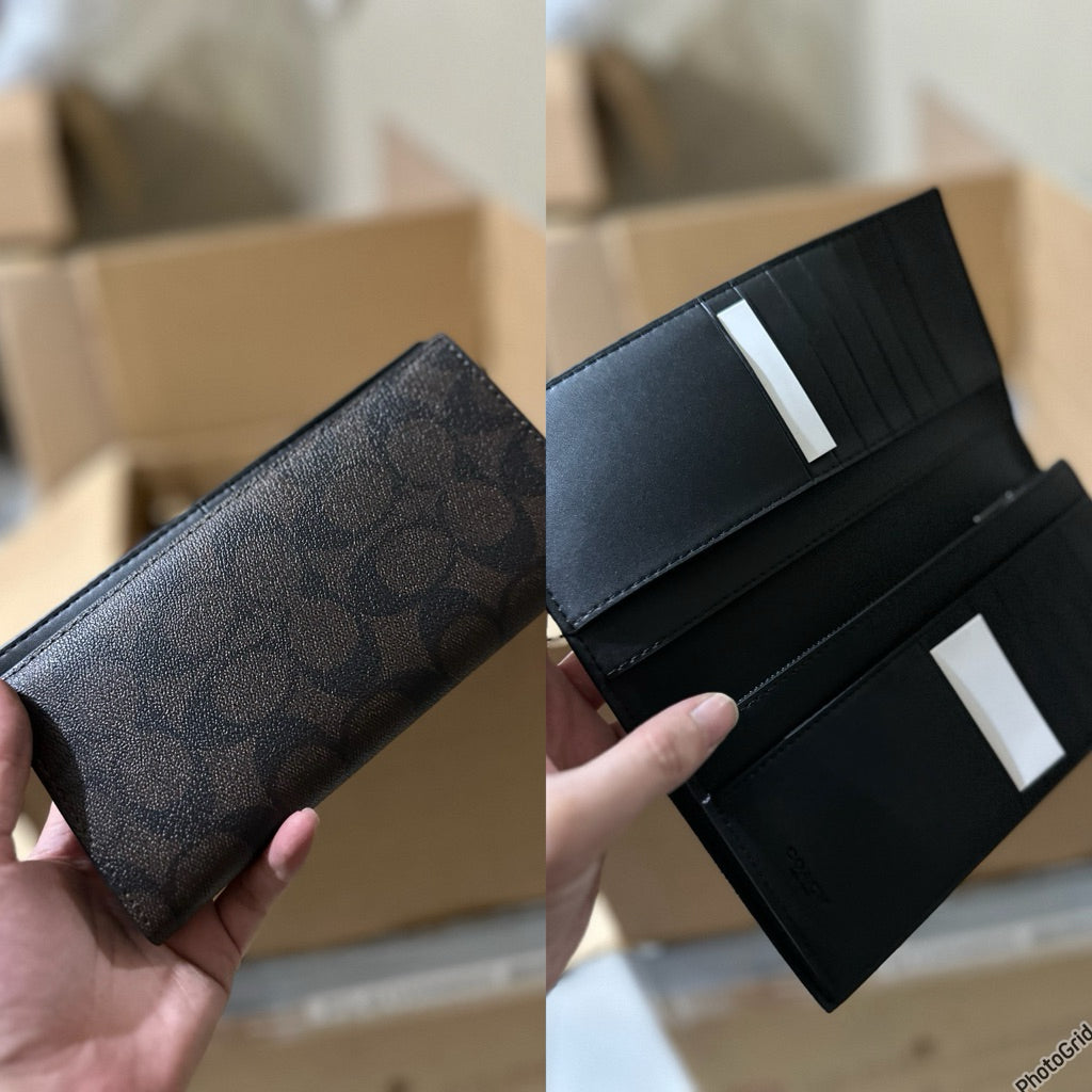 ORIG & IMPORTED CCH Modern Breast Pocket Slim Long Men Wallet Black Brown
