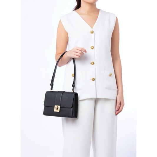 ORIG & IMPORTED KS Phoebe Turnlock Flap Shoulder Black Bag