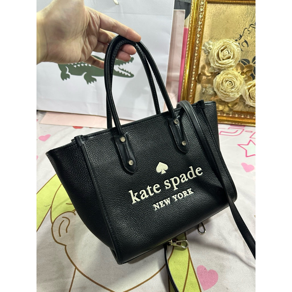 ORIG Preloved KS Ella Small Tote Pebbled Leather Black Bag