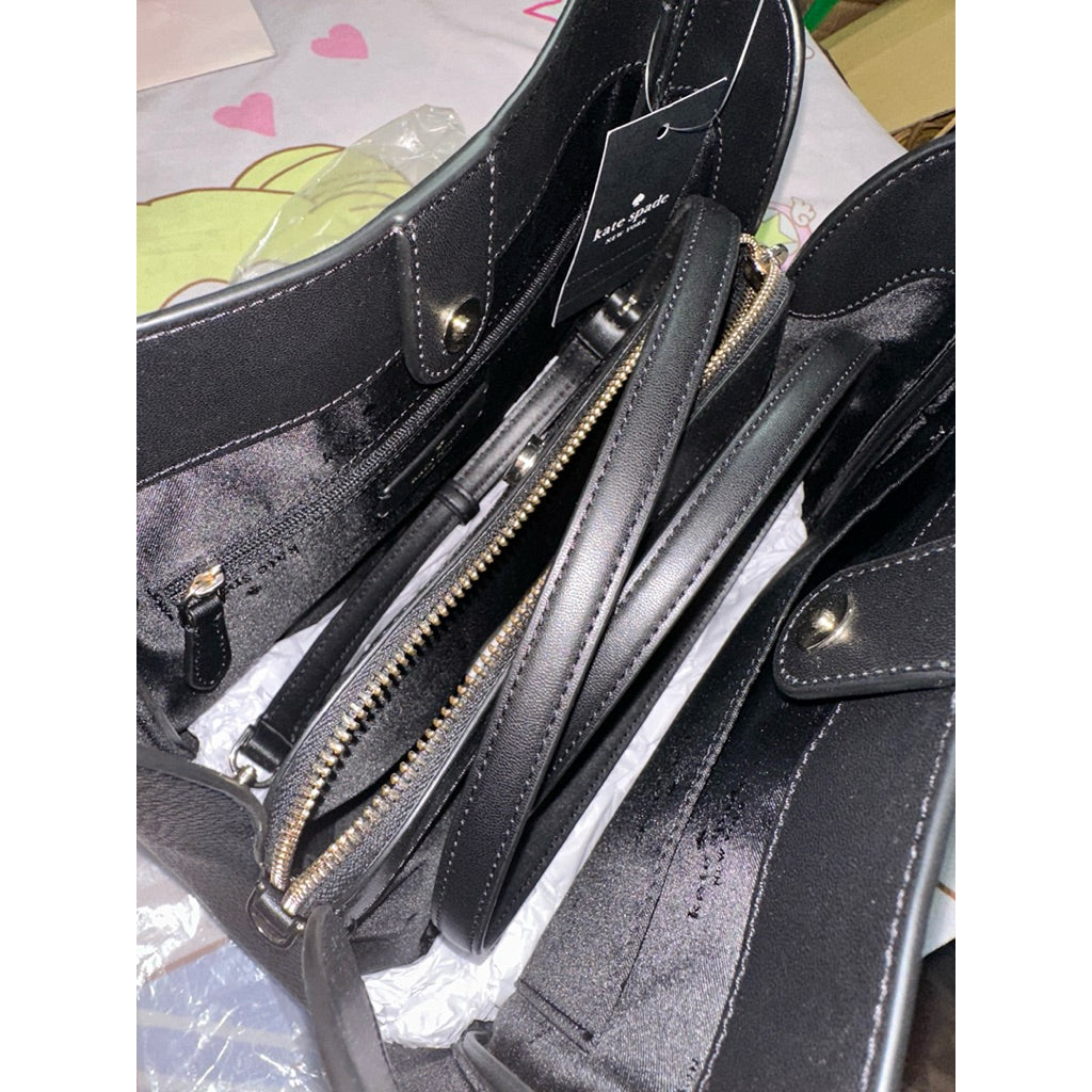 ORIG & IMPORTED KS Knott Convertible Carryall Black Satchel Bag