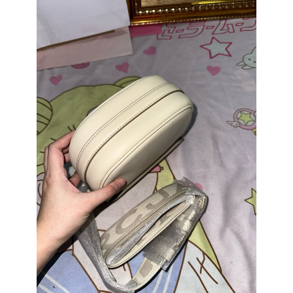 ORIG & IMPORTED MJ The Saddle Crossbody White Flap Bag