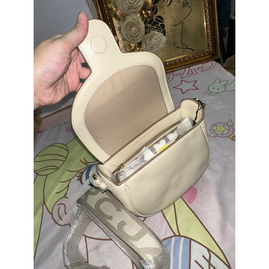 ORIG & IMPORTED MJ The Saddle Crossbody White Flap Bag