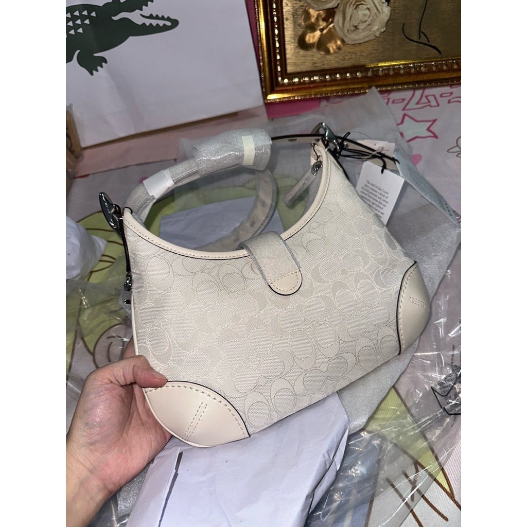 ORIG & IMPORTED Retail CCH Hamptons Hobo White Bag In Signature Jacquard