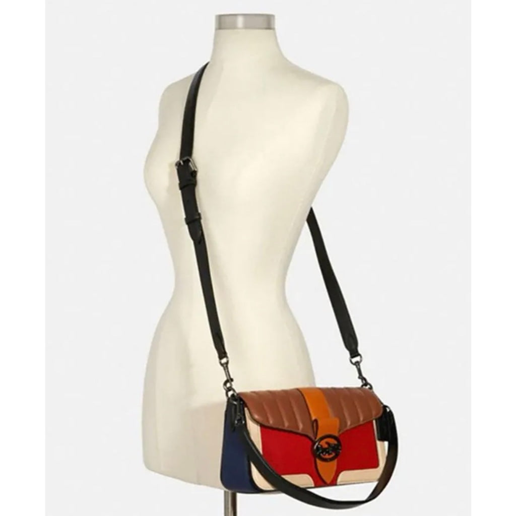ORIG Preloved CCH Georgie Shoulder Bag with Linear Quilting Brown/Orange Bag