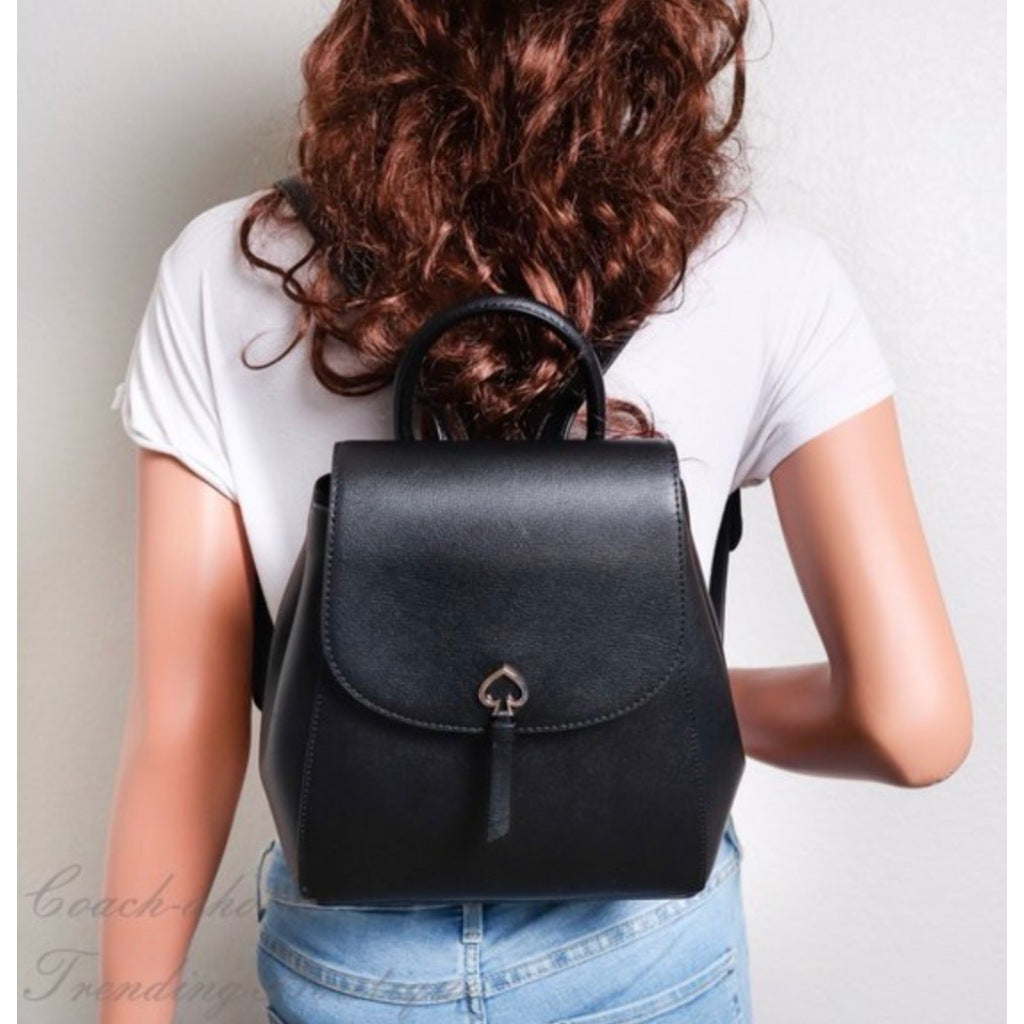 ORIG & IMPORTED KS Adel Medium Flap Black Backpack Bag