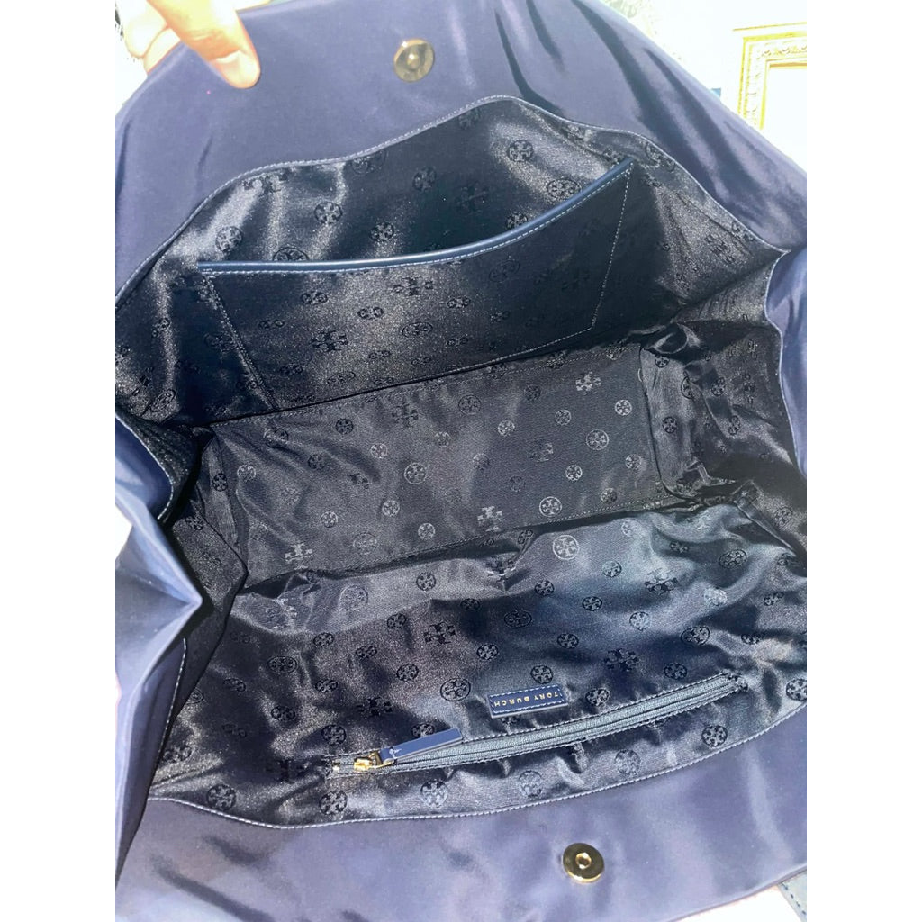 ORIG & IMPORTED TB Ella Medium Nylon Tote Black/Navy Blue Bag
