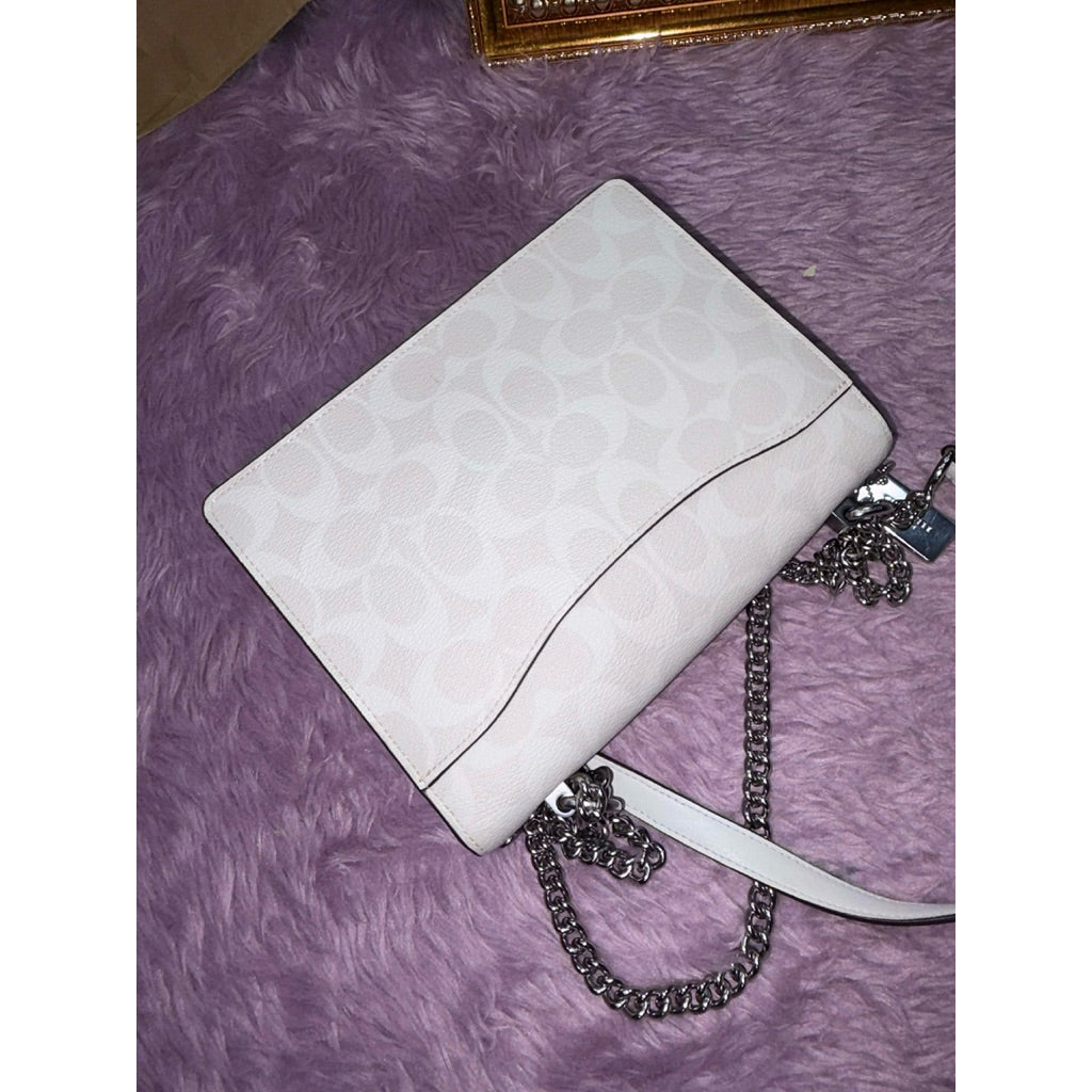 ORIG Preloved CCH Klare Crossbody White Shoulder Chain Bag In Signature Canvas