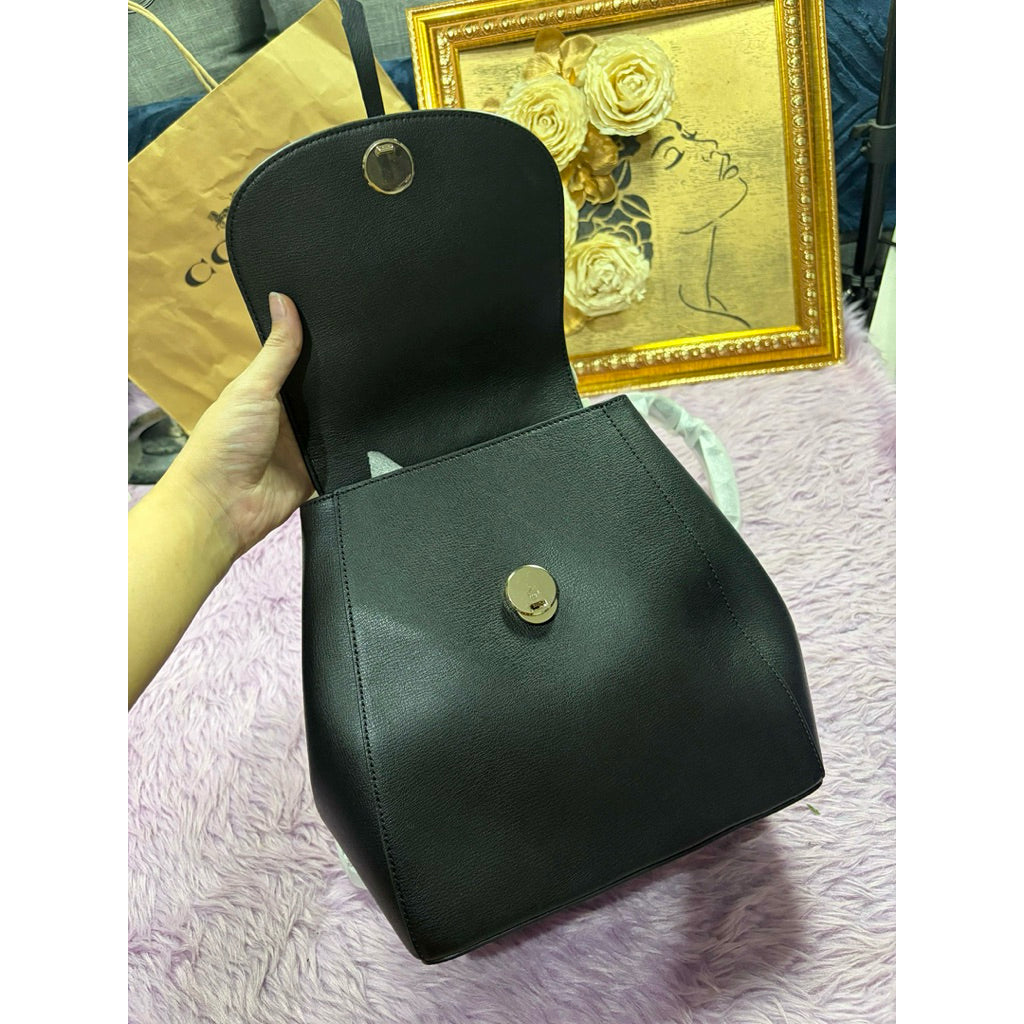 ORIG & IMPORTED KS Adel Medium Flap Black Backpack Bag