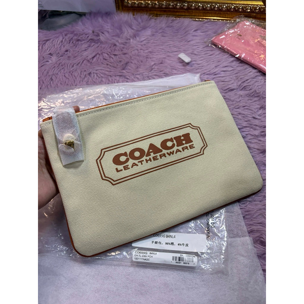 ORIG & IMPORTED CCH Turnlock Pouch 26 With Badge Large Beige Pouch