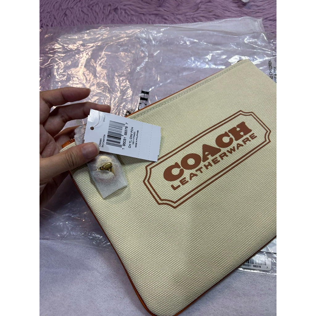 ORIG & IMPORTED CCH Turnlock Pouch 26 With Badge Large Beige Pouch