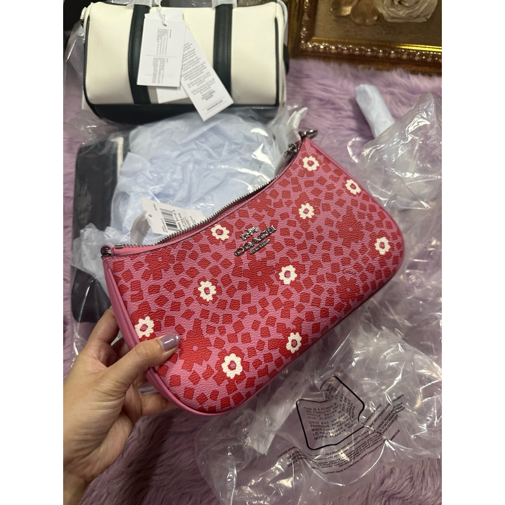 ORIG & IMPORTED CCH Teri Shoulder Red Pink Bag With Floral Print
