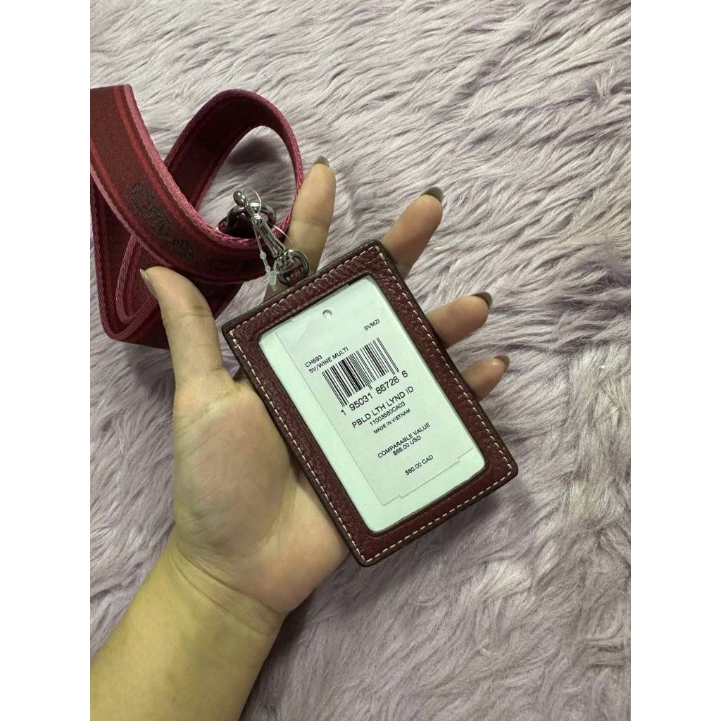 ORIG & IMPORTED CCH Leather ID Lanyard Wine Maroon
