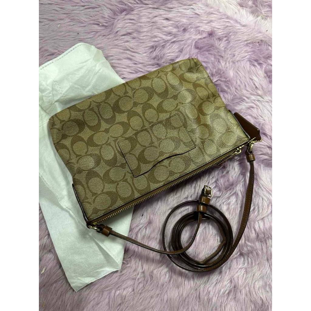ORIG Preloved CCH East/West Crossbody Small Slim Khaki Brown Bag with Pouch
