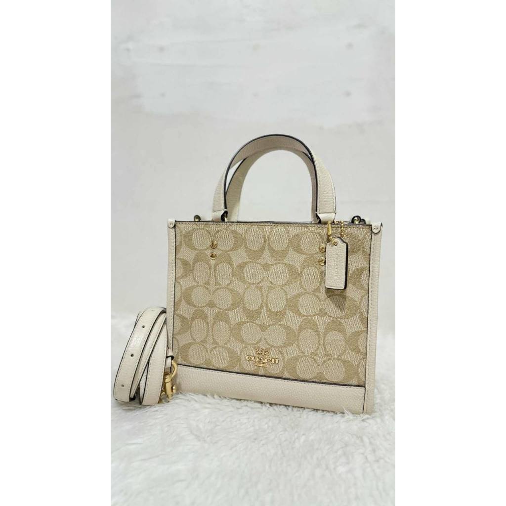 ORIG Preloved CCH Dempsey Tote Bag 22 In Signature Canvas Light Khaki