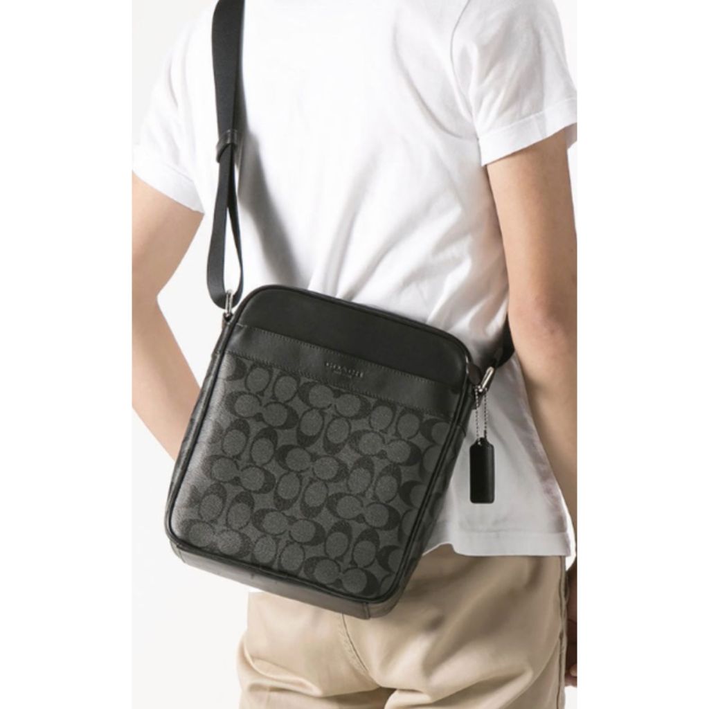 ORIG Preloved CCH Men Charles Flight Signature Crossbody Bag Black