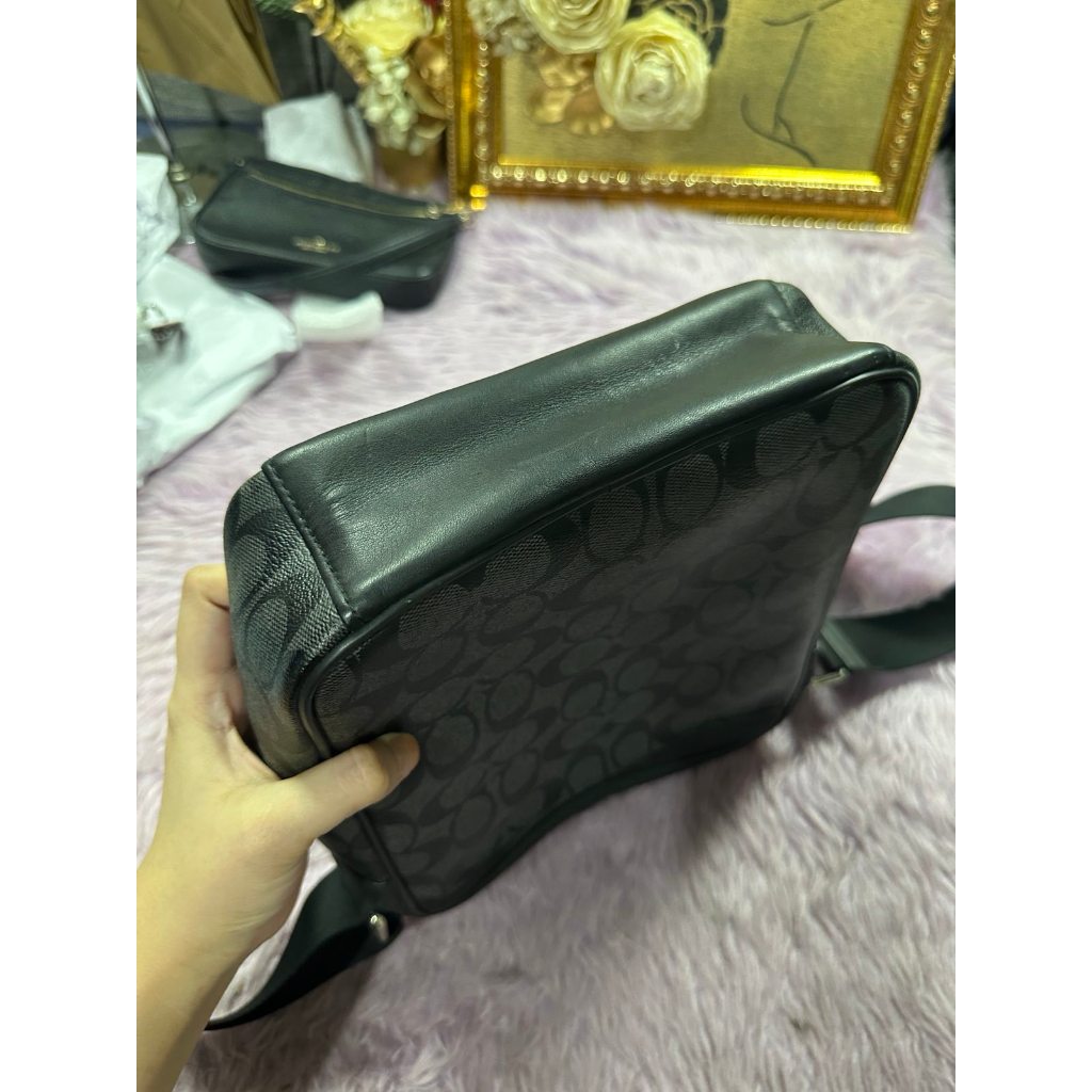 ORIG Preloved CCH Men Charles Flight Signature Crossbody Bag Black