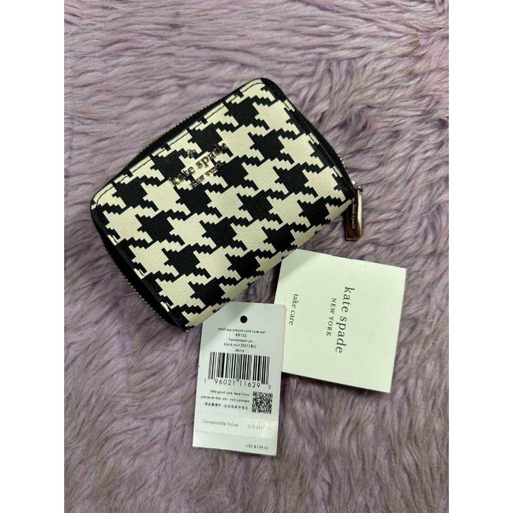 ORIG Preloved KS Darcy Small Zip Card Case Small Coin Card Wallet Black/White