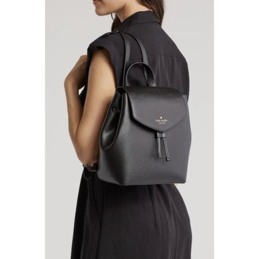ORIG & IMPORTED KS Lizzie Medium Flap Backpack Black Bag