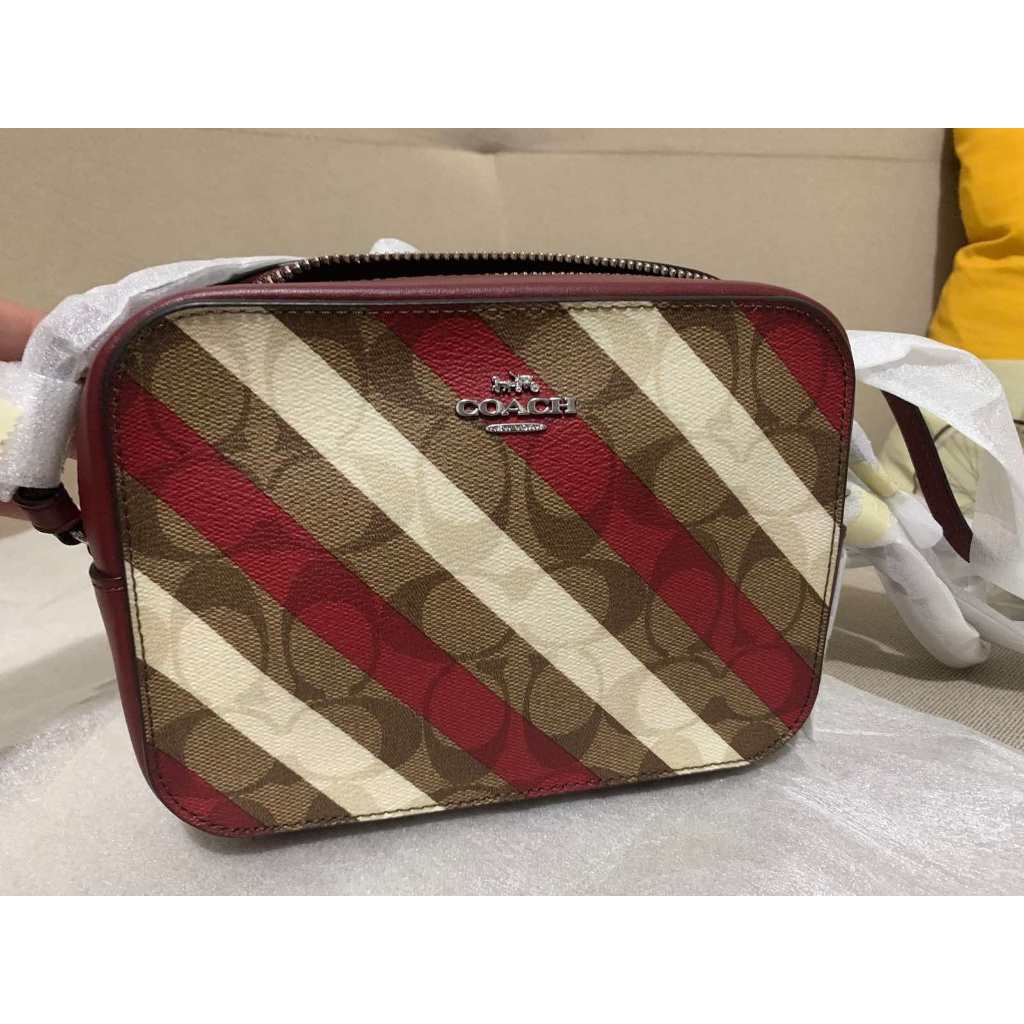 ORIG & IMPORTED CCH Mini Camera Red Bag With Diagonal Stripe Print