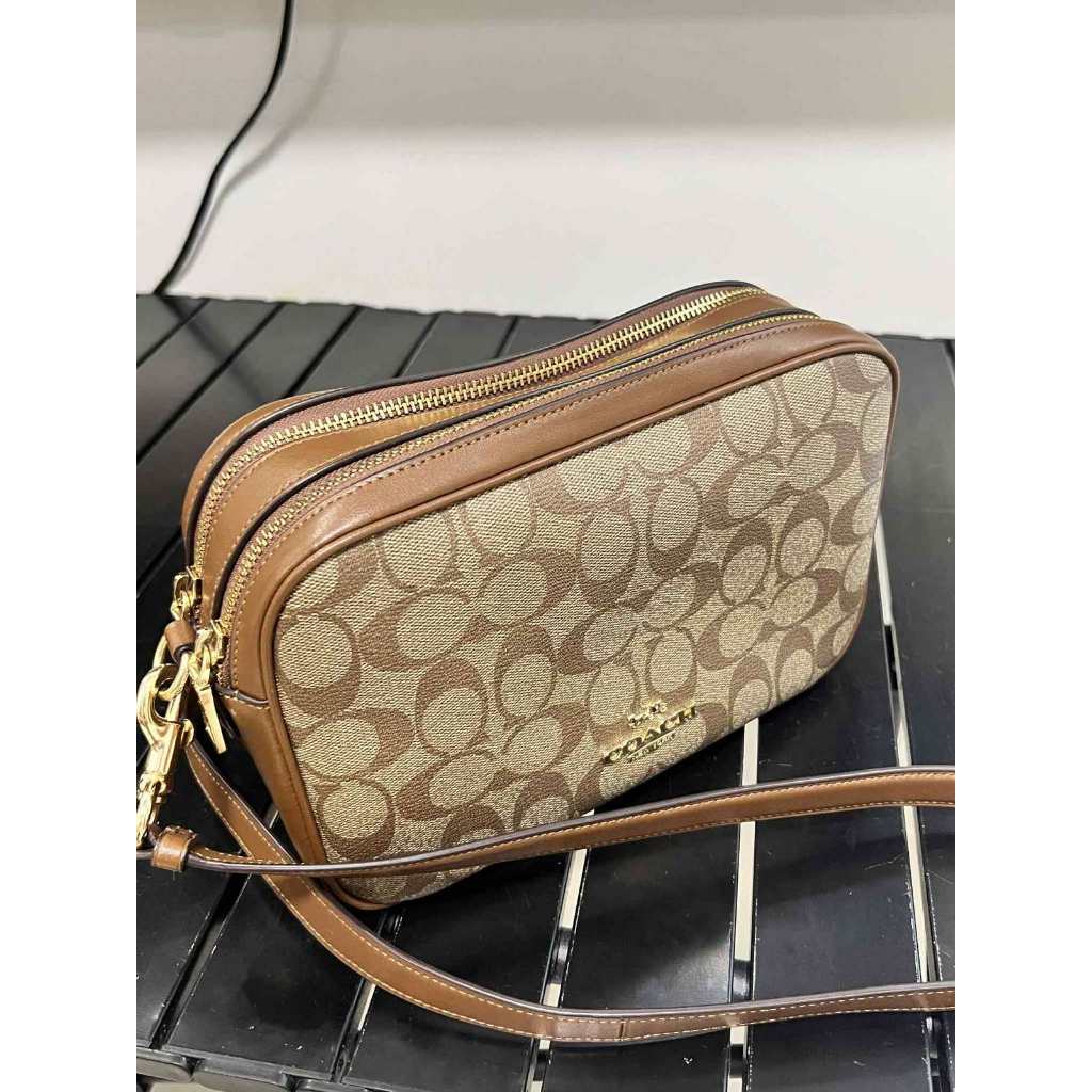 ORIG Preloved CCH RARE Jes Crossbody Camera Double Zip Khaki Brown Bag