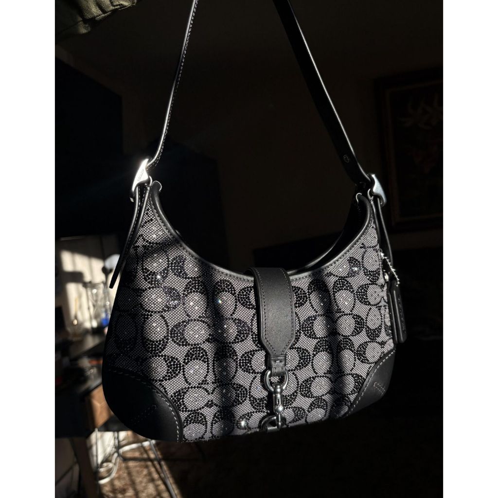 ORIG & IMPORTED CCH Retail Hampton Crystal Signature Jacquard Shoulder Black Bag